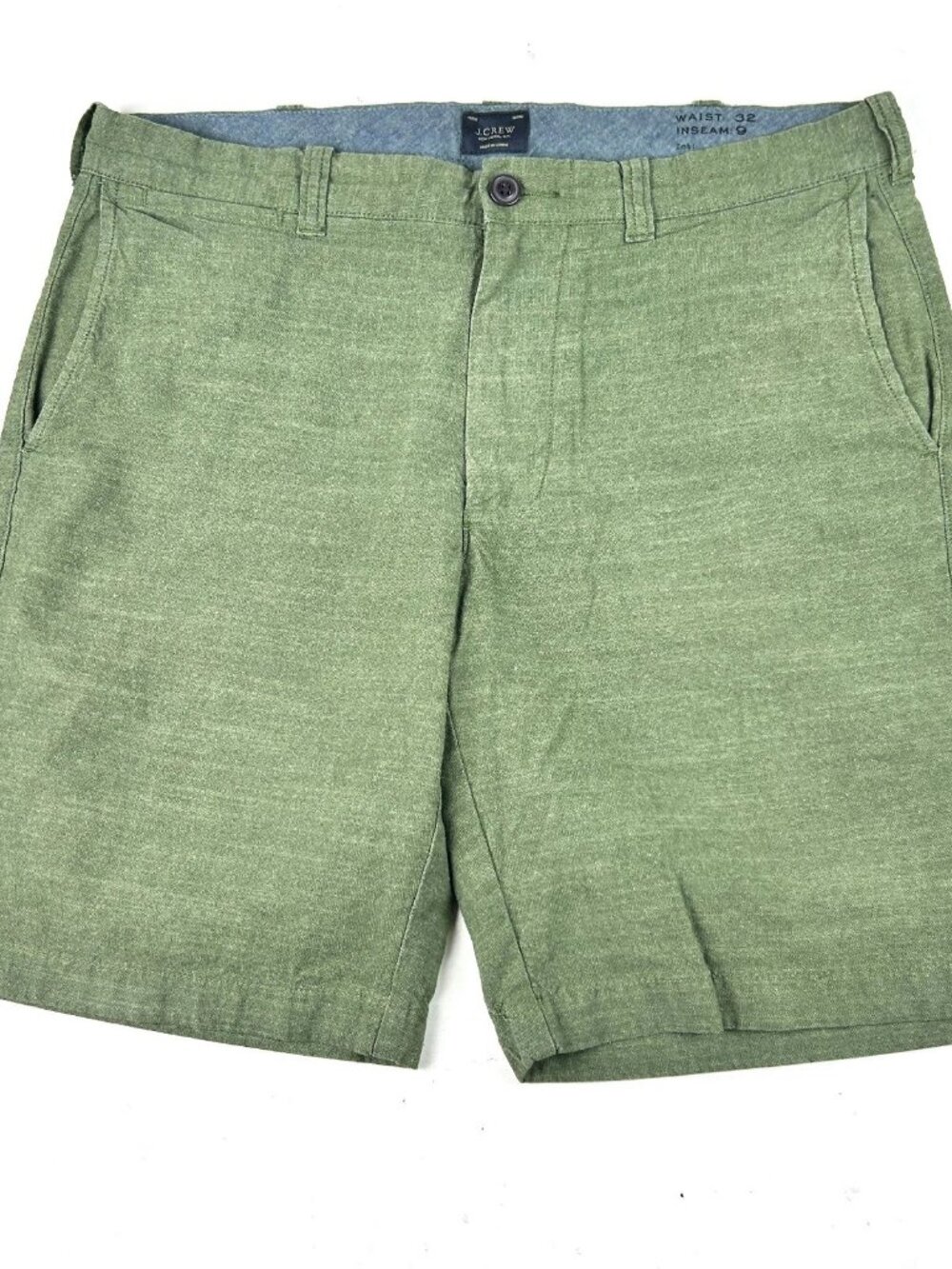 J.Crew 9" Inseam Shorts Mens 32 Green Cotton Flat Front